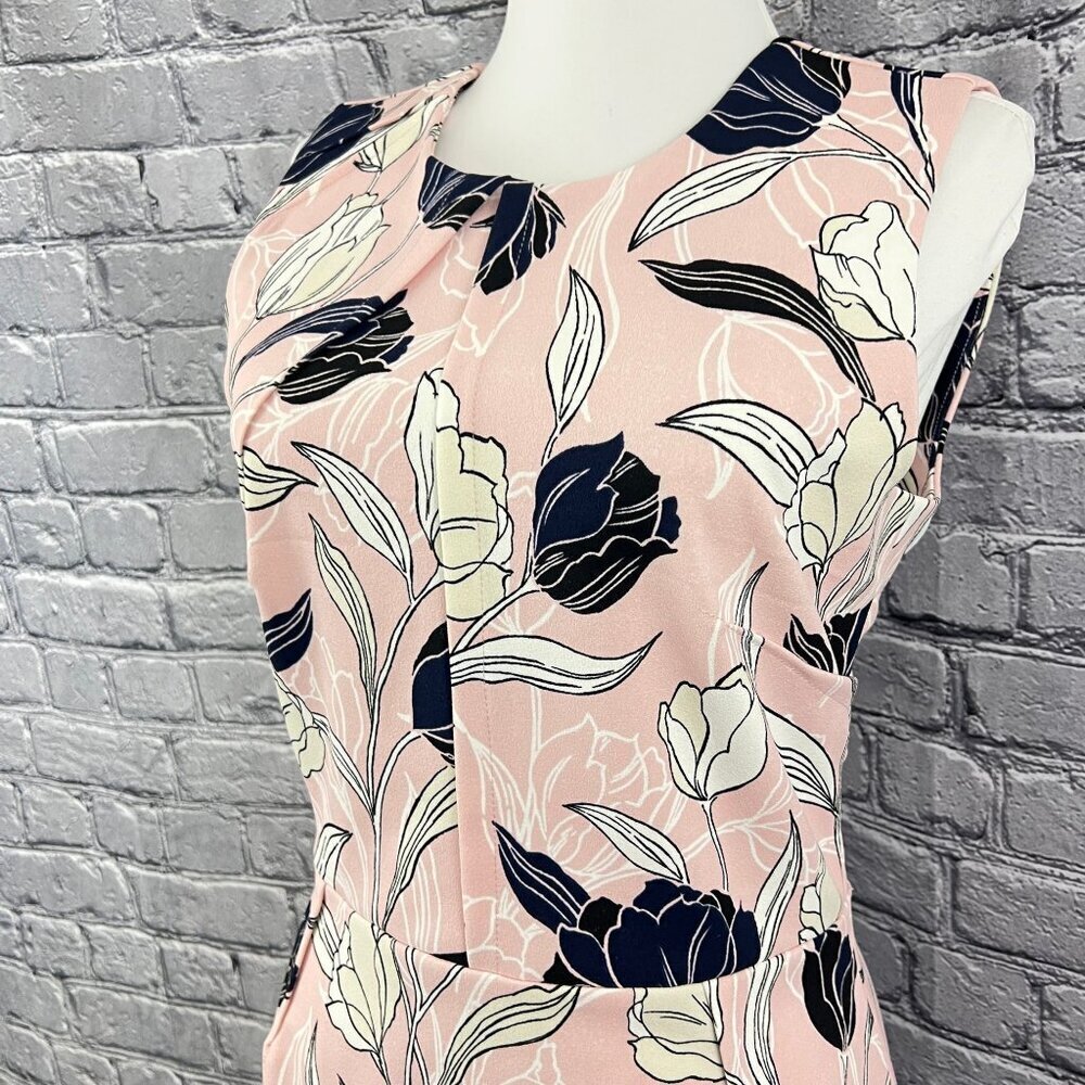 Banana Republic Women's  Sleeveless Sheath Dress  Size 4 Pink Black White Floral - Picture 4 of 13